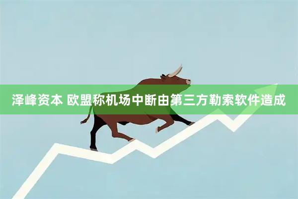 泽峰资本 欧盟称机场中断由第三方勒索软件造成